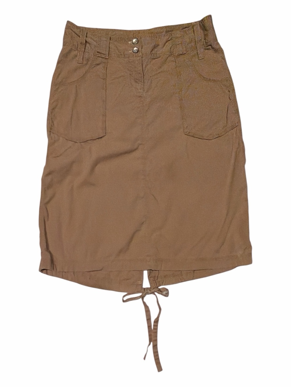 Lolë Women's Stretch Utility Cargo Hiking Skirt Drawstring Hem Tan Size 4